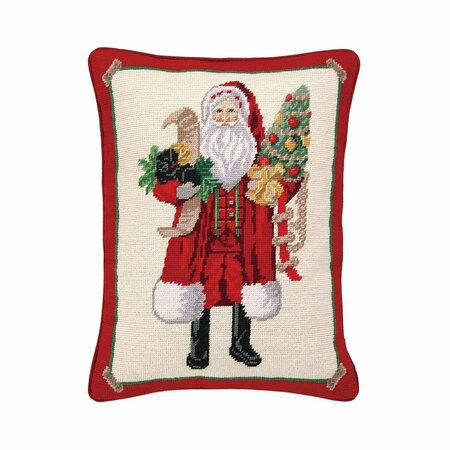 PUESTA EN ESCENA 14 x 18 in. Santa & Black Puppy Needle Point Pillow PU3128304